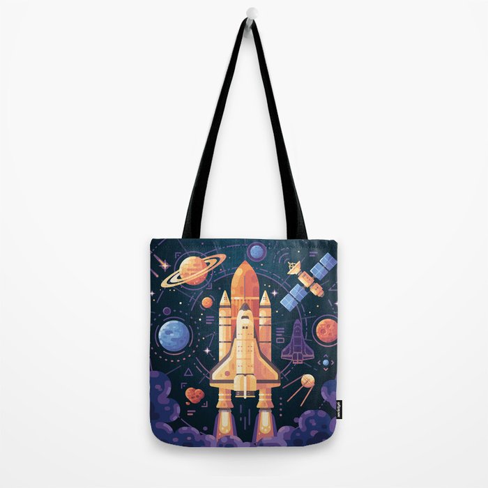 Space Rocket in Solar System Tote Bag Gallery Image 2