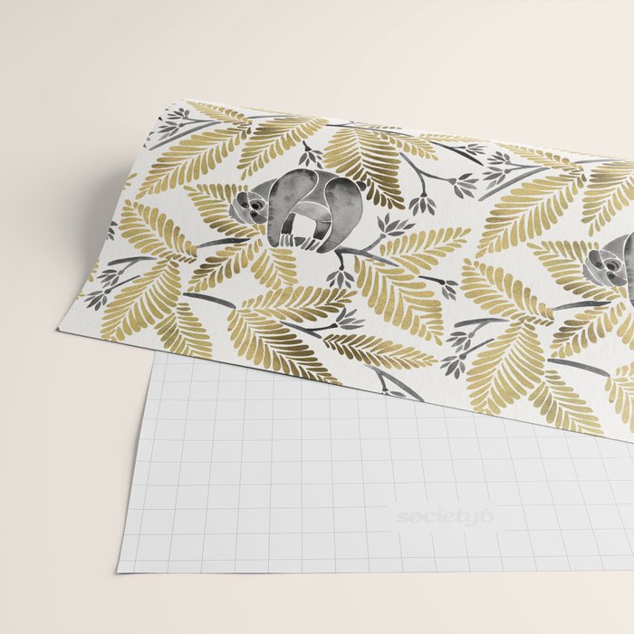 Happy Sloth - Tropical Gold Leaves Wrapping Paper Gallery Image 2