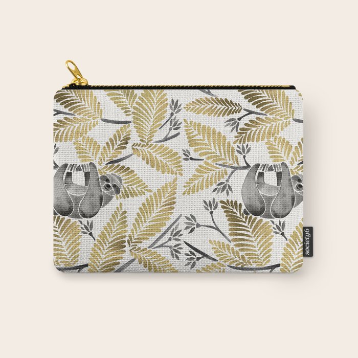 Happy Sloth - Tropical Gold Leaves Carry All Pouch Gallery Image 1