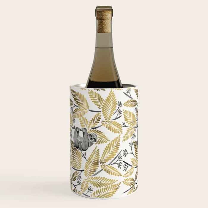 Happy Sloth - Tropical Gold Leaves Wine Chiller Gallery Image 2