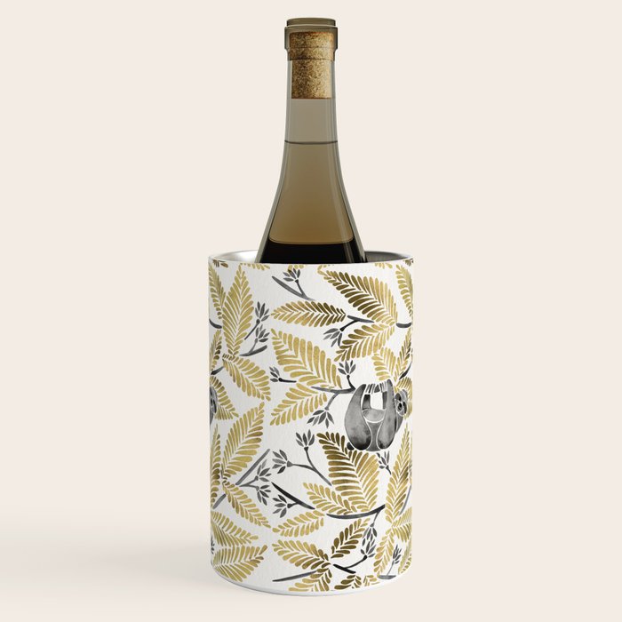Happy Sloth - Tropical Gold Leaves Wine Chiller Gallery Image 3