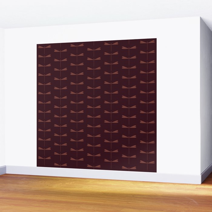 Dragonfly Pattern III Dark Red Wall Mural Gallery Image 2