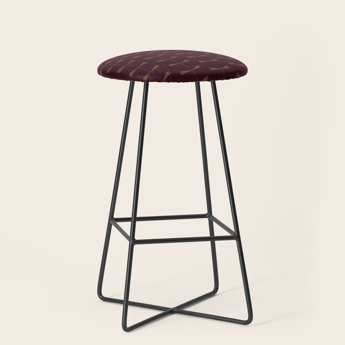 Dragonfly Pattern III Dark Red Stool Gallery Image 1