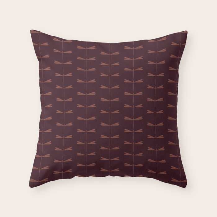 Dragonfly Pattern III Dark Red Throw Pillow Gallery Image 6
