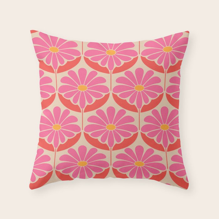 Flower Power - Pink and Red  Throw Pillow Gallery Image 6