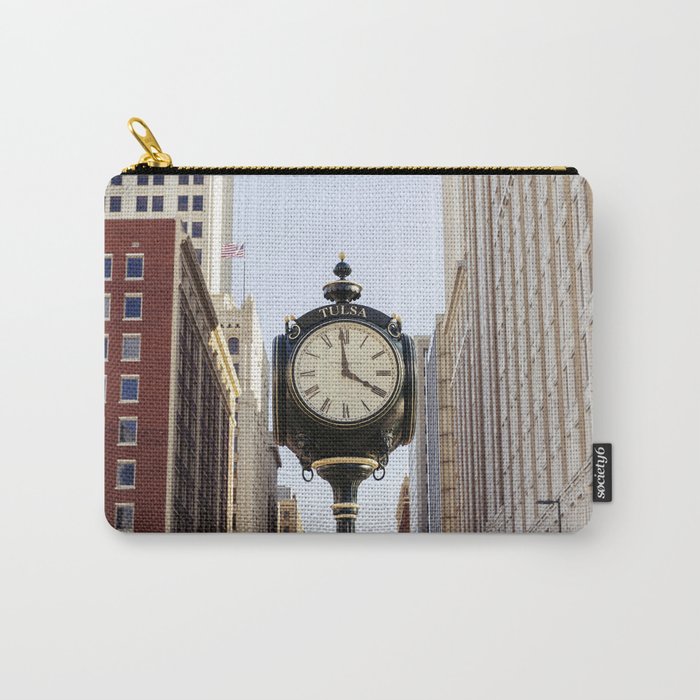 Downtown Tulsa Oklahoma Photography x Tulsa Centennial Clock  Carry All Pouch Gallery Image 1