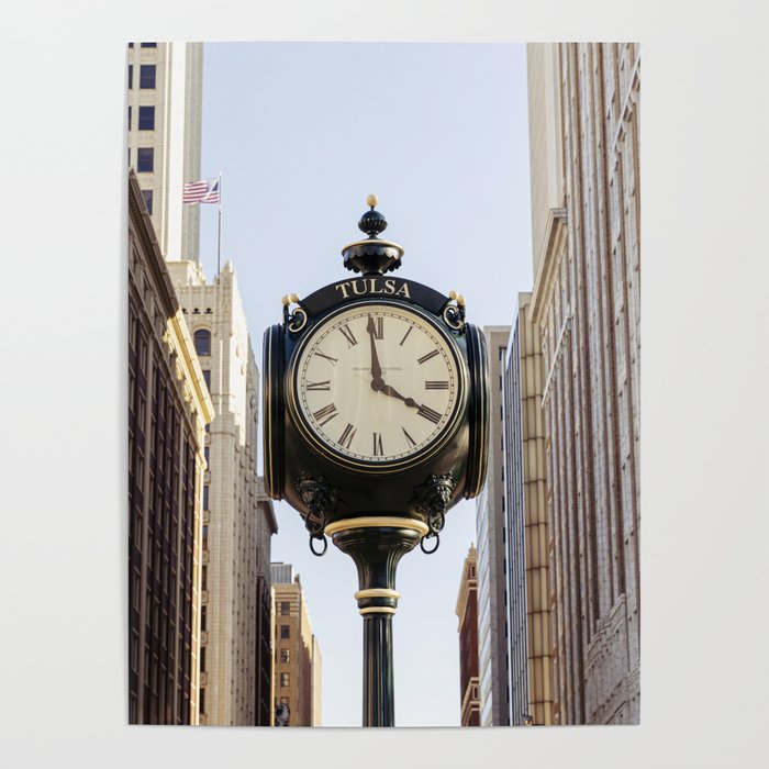 Downtown Tulsa Oklahoma Photography x Tulsa Centennial Clock  Poster Gallery Image 1