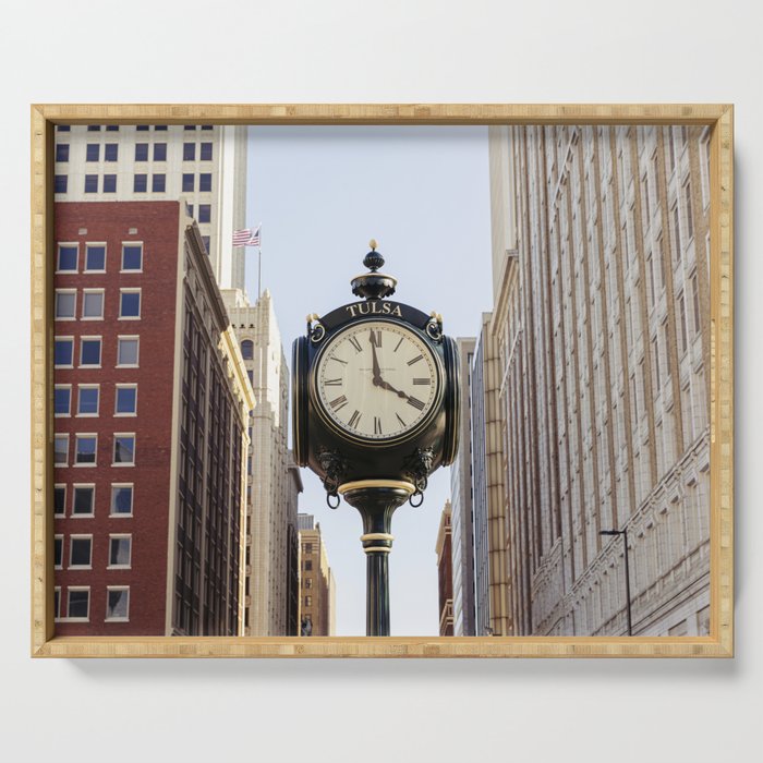 Downtown Tulsa Oklahoma Photography x Tulsa Centennial Clock  Serving Tray Gallery Image 1