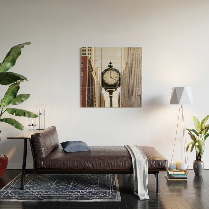 Downtown Tulsa Oklahoma Photography x Tulsa Centennial Clock  Wood Wall Art Gallery Image 2