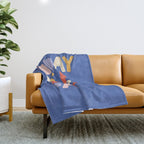 Today is a Good Day in blue red peach pink and mustard yellow Throw Blanket Gallery Image 1