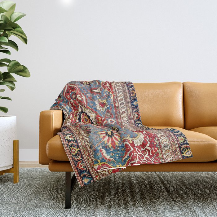Qashqaâi Kashkuli Fars Southwest Persian Rug Print Throw Blanket Gallery Image 1
