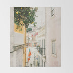 Lemon Tree in Alley of Old Town of Lisbon - Portugal Travel Photography Throw Blanket Gallery Image 2