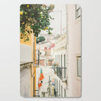 Lemon Tree in Alley of Old Town of Lisbon - Portugal Travel Photography Cutting Board Gallery Image 1