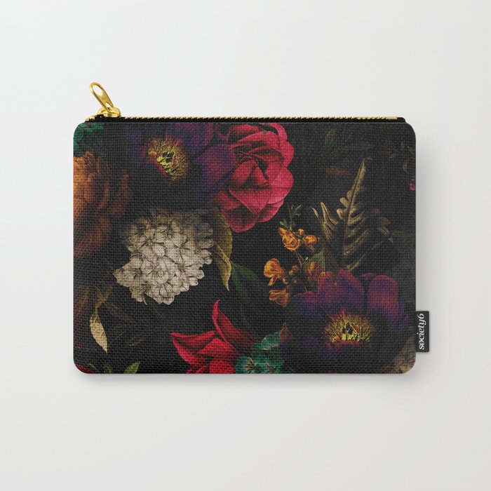 Midnight Hours Dark Vintage Flowers Garden Carry All Pouch Gallery Image 1