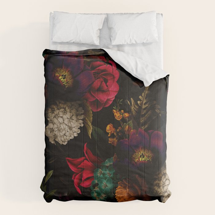 Midnight Hours Dark Vintage Flowers Garden Comforter Gallery Image 1
