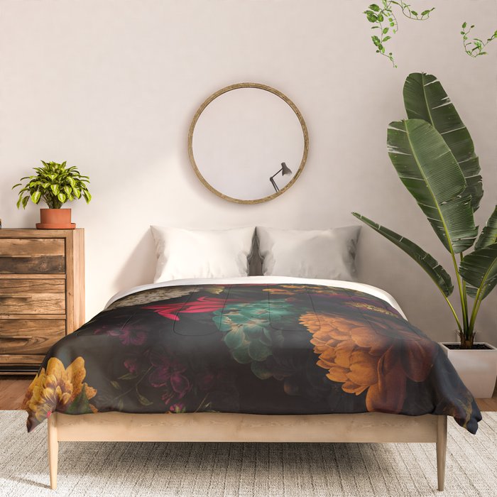 Midnight Hours Dark Vintage Flowers Garden Comforter Gallery Image 3