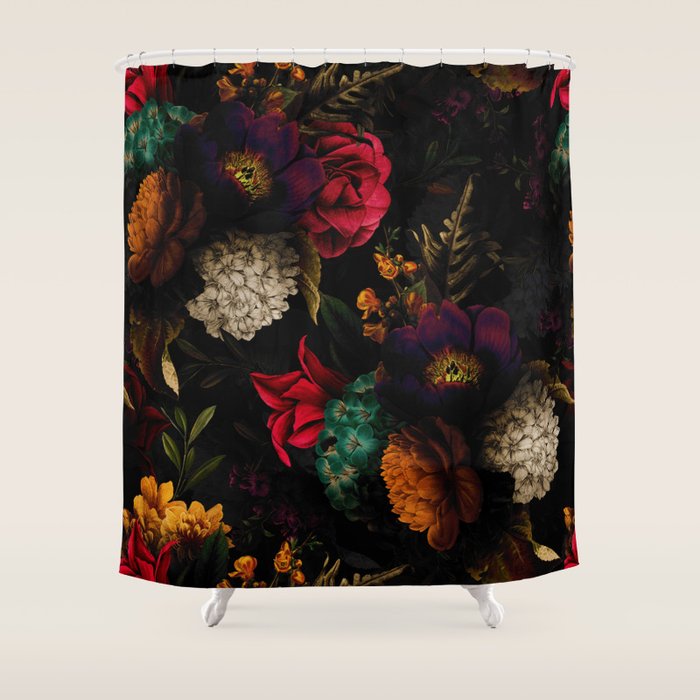 Midnight Hours Dark Vintage Flowers Garden Shower Curtain Gallery Image 1