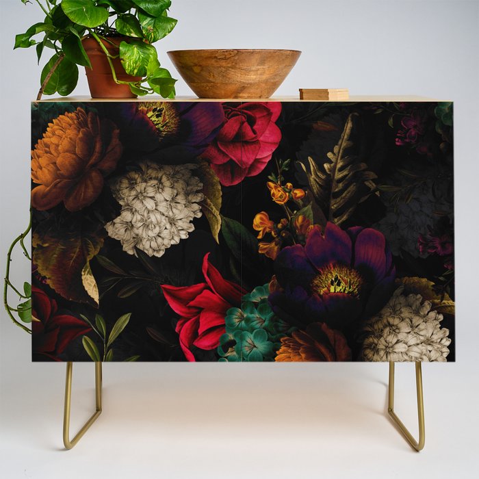 Midnight Hours Dark Vintage Flowers Garden Credenza Gallery Image 1