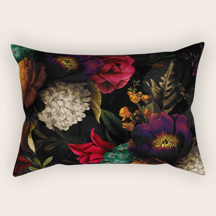 Midnight Hours Dark Vintage Flowers Garden Rectangular Pillow Gallery Image 2
