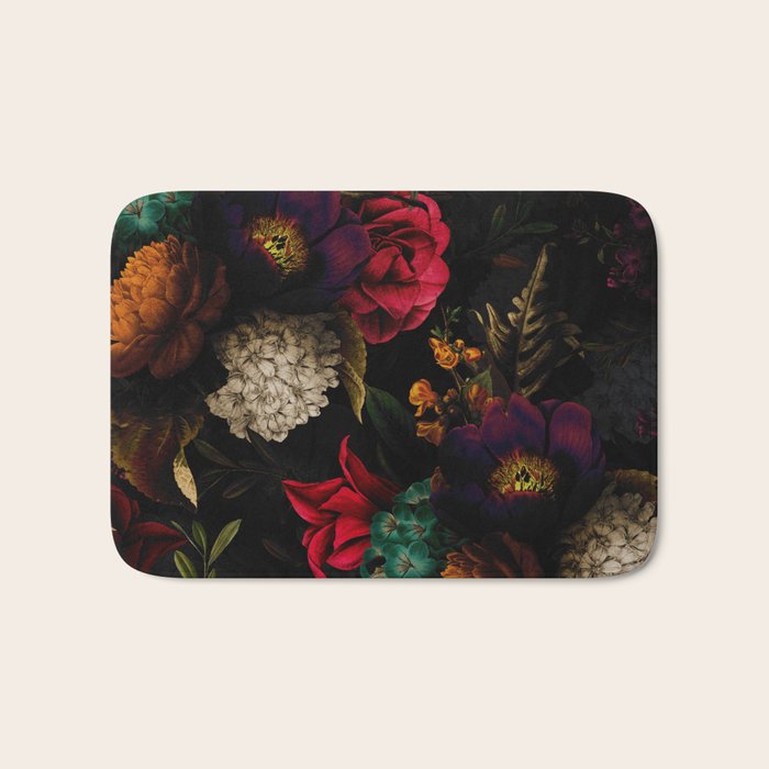 Midnight Hours Dark Vintage Flowers Garden Bath Mat Gallery Image 1