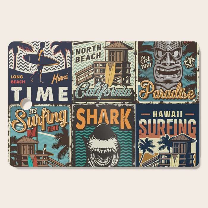 Vintage Surfing Poster Cutting Board Gallery Image 1
