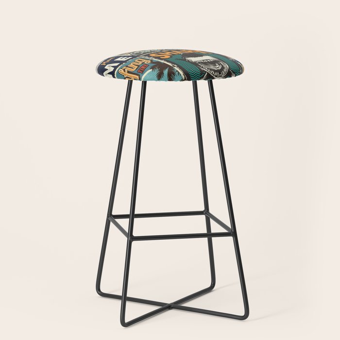 Vintage Surfing Poster Stool Gallery Image 1