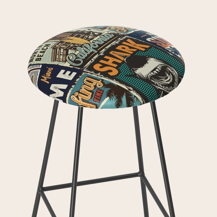 Vintage Surfing Poster Stool Gallery Image 2