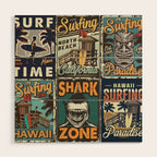 Vintage Surfing Poster Wood Wall Art Gallery Image 1