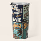 Vintage Surfing Poster Travel Mug Gallery Image 3