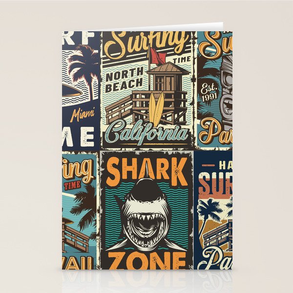 Vintage Surfing Poster Stationery Card Gallery Image 1