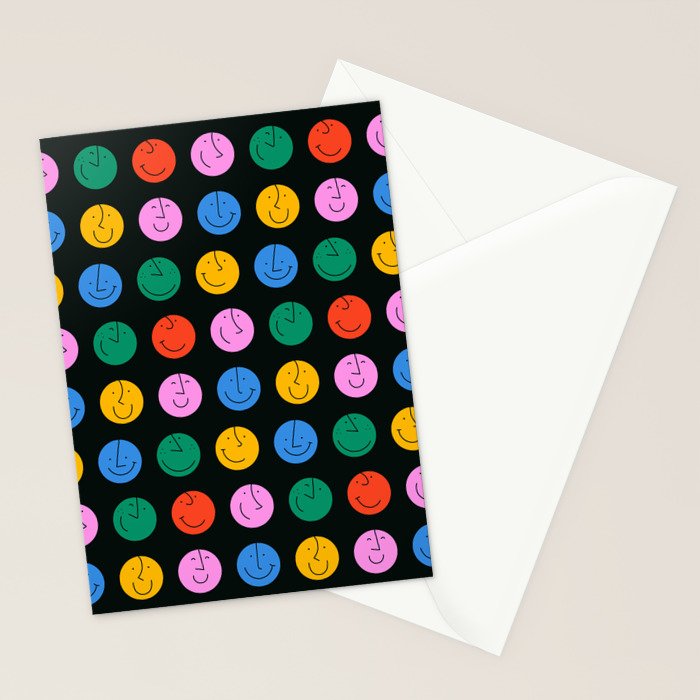 Colorful diverse people face cartoon pattern Stationery Card Gallery Image 2