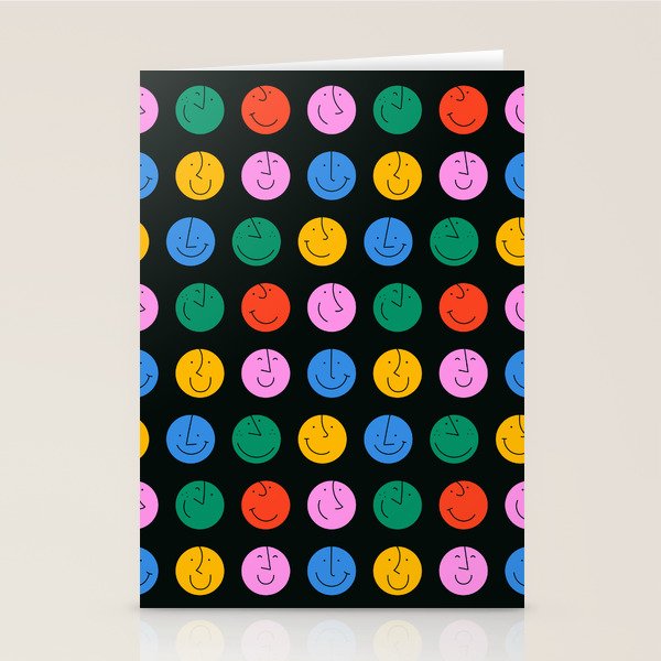 Colorful diverse people face cartoon pattern Stationery Card Gallery Image 1