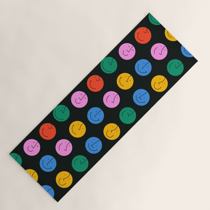 Colorful diverse people face cartoon pattern Yoga Mat Gallery Image 1