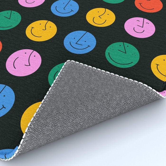 Colorful diverse people face cartoon pattern Rug Gallery Image 4