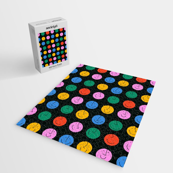 Colorful diverse people face cartoon pattern Jigsaw Puzzle Gallery Image 2
