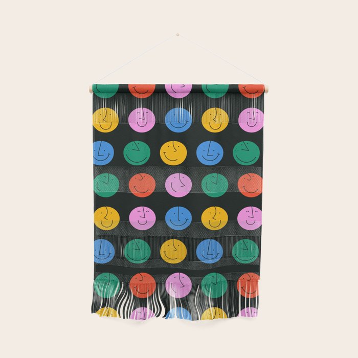 Colorful diverse people face cartoon pattern Wall Hanging Gallery Image 1
