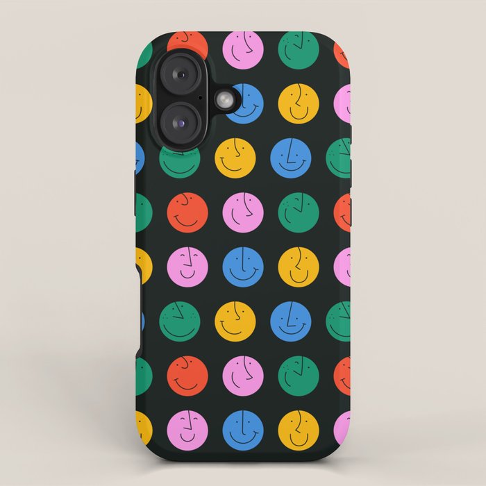 Colorful diverse people face cartoon pattern iPhone Case Gallery Image 1