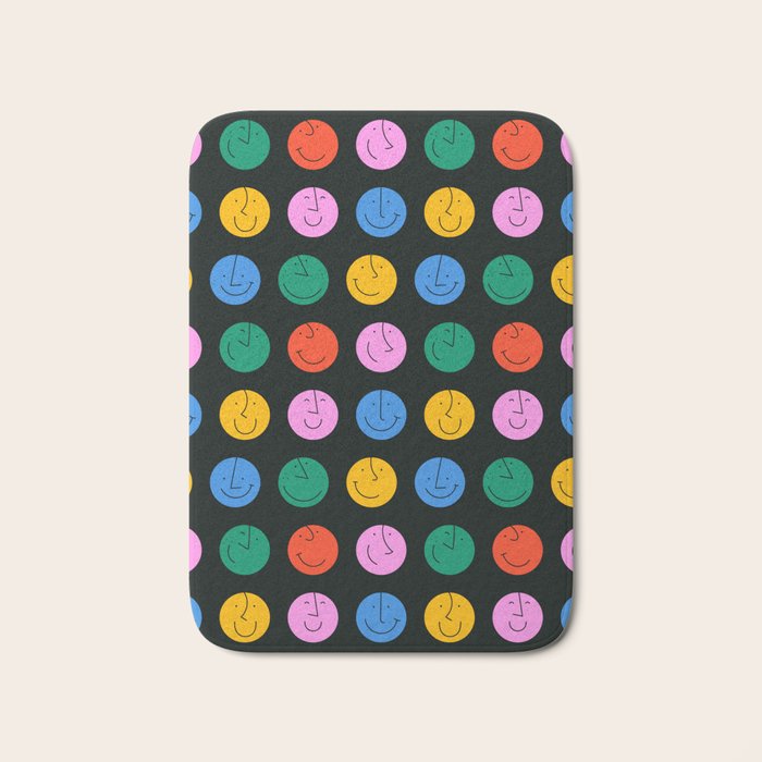 Colorful diverse people face cartoon pattern Bath Mat Gallery Image 1