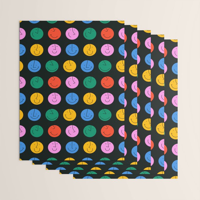 Colorful diverse people face cartoon pattern Wrapping Paper Gallery Image 3