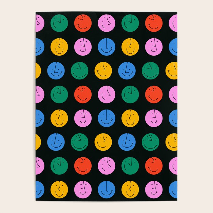 Colorful diverse people face cartoon pattern Poster Gallery Image 4