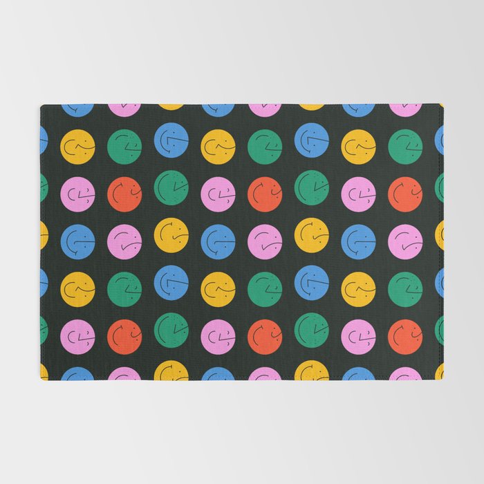 Colorful diverse people face cartoon pattern Rug Gallery Image 2