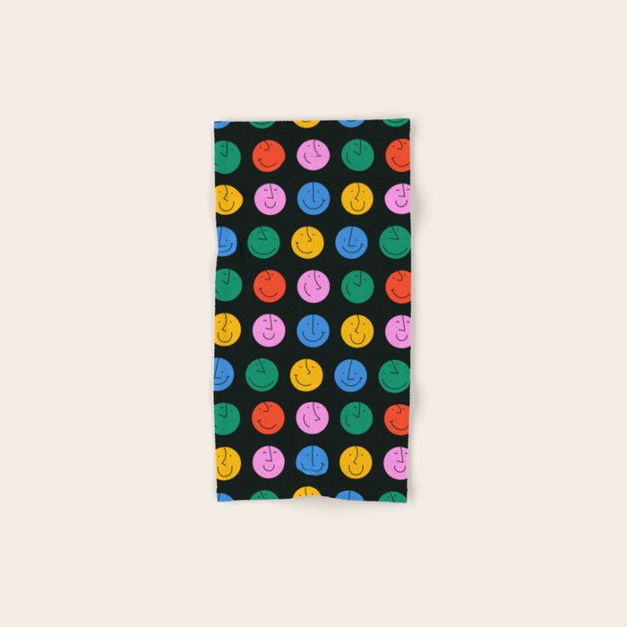 Colorful diverse people face cartoon pattern Bath Towel Gallery Image 1