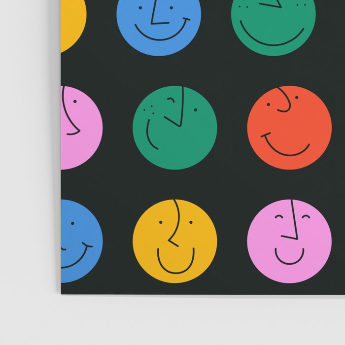 Colorful diverse people face cartoon pattern Poster Gallery Image 3