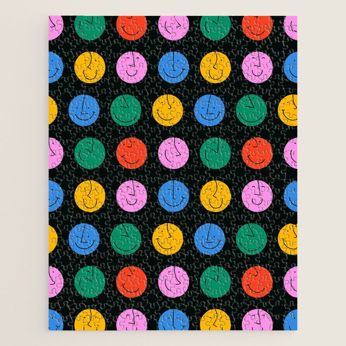Colorful diverse people face cartoon pattern Jigsaw Puzzle Gallery Image 1