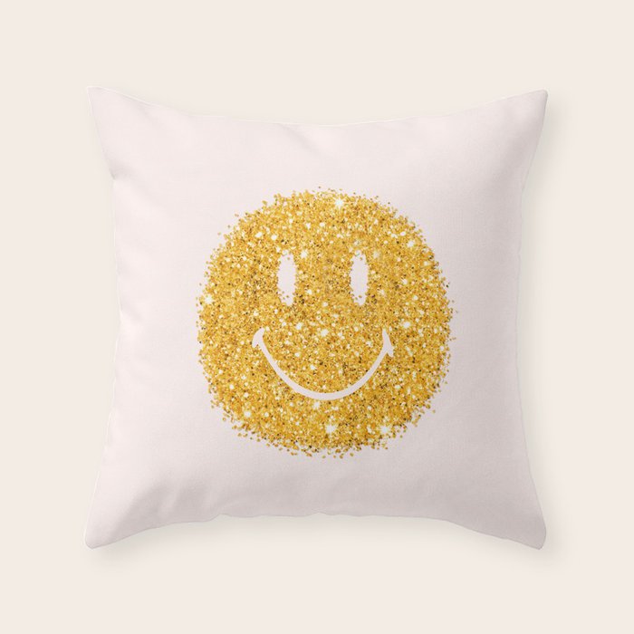 Happy Glitter Throw Pillow Gallery Image 6