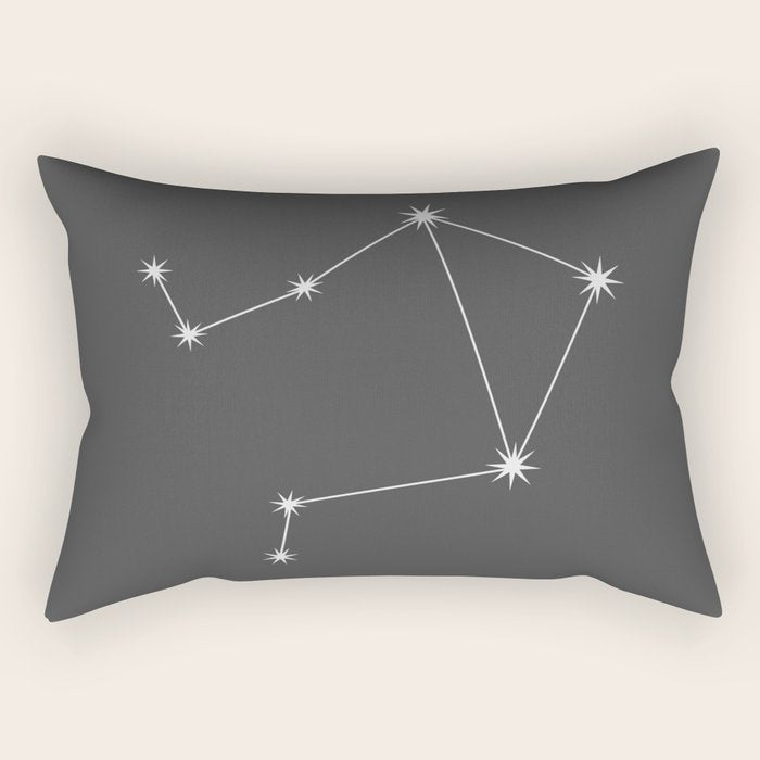 Libra Zodiac Star Constellation Line Art Grey Rectangular Pillow Gallery Image 2