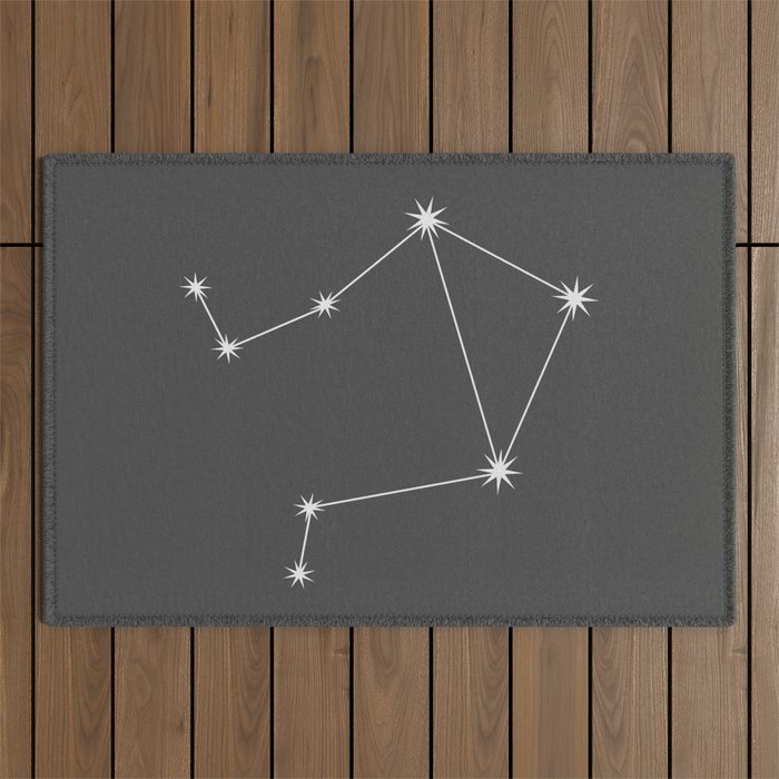 Libra Zodiac Star Constellation Line Art Grey Outdoor Rug Gallery Image 1