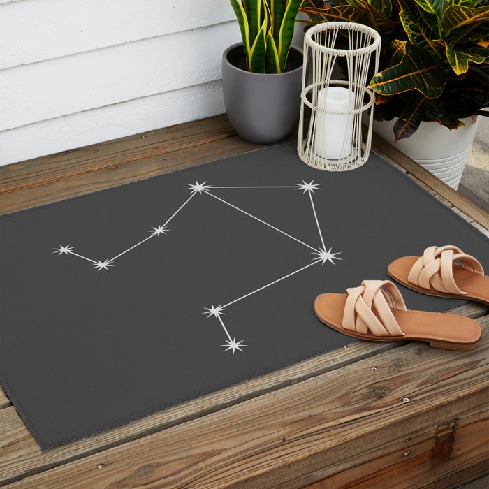 Libra Zodiac Star Constellation Line Art Grey Outdoor Rug Gallery Image 2