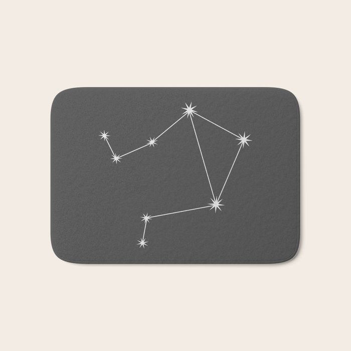 Libra Zodiac Star Constellation Line Art Grey Bath Mat Gallery Image 1