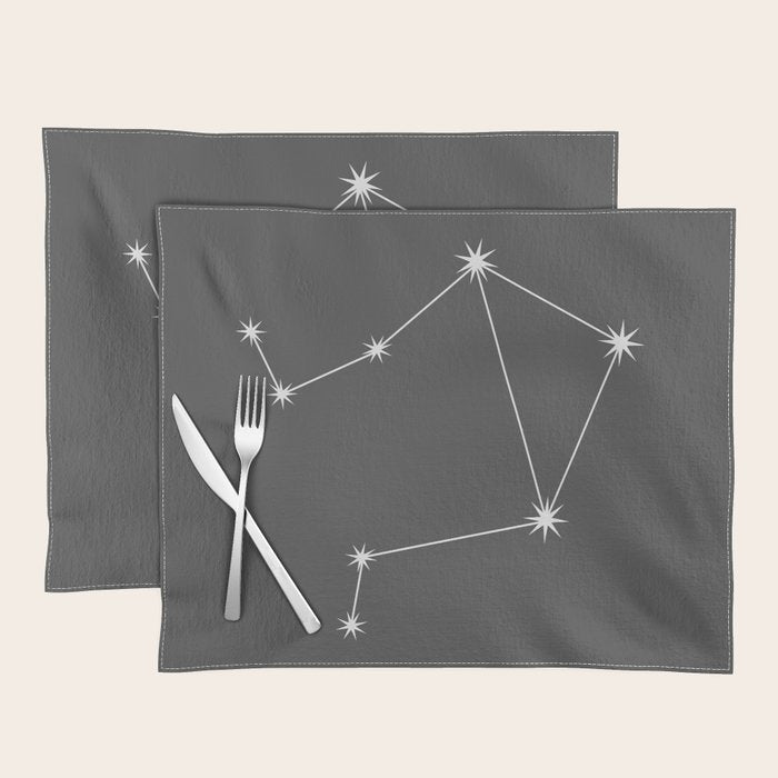 Libra Zodiac Star Constellation Line Art Grey Placemat Gallery Image 1